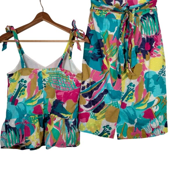 J Crew Skirt Outfit Size 0 P Petite Pink Blue Floral Halter Ruffled Blue Pink - Picture 3 of 16